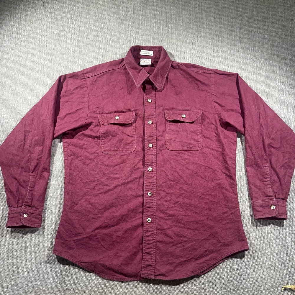 Prentiss Shirt Mens Large Red Chamois Flannel Long Sleeve Button Up USA Workwear